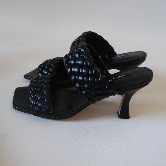 NWOB Womens Nine West Black Braided Leather Strappy Heel Sandals 8 * - Picture 3 of 7